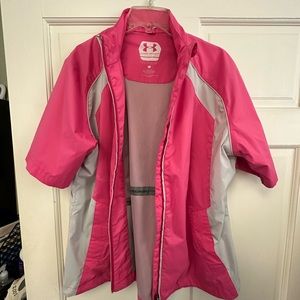 Under Armour Performance Golf Wear Sz xl Short Sleeve Zip Rain Jacket Pink